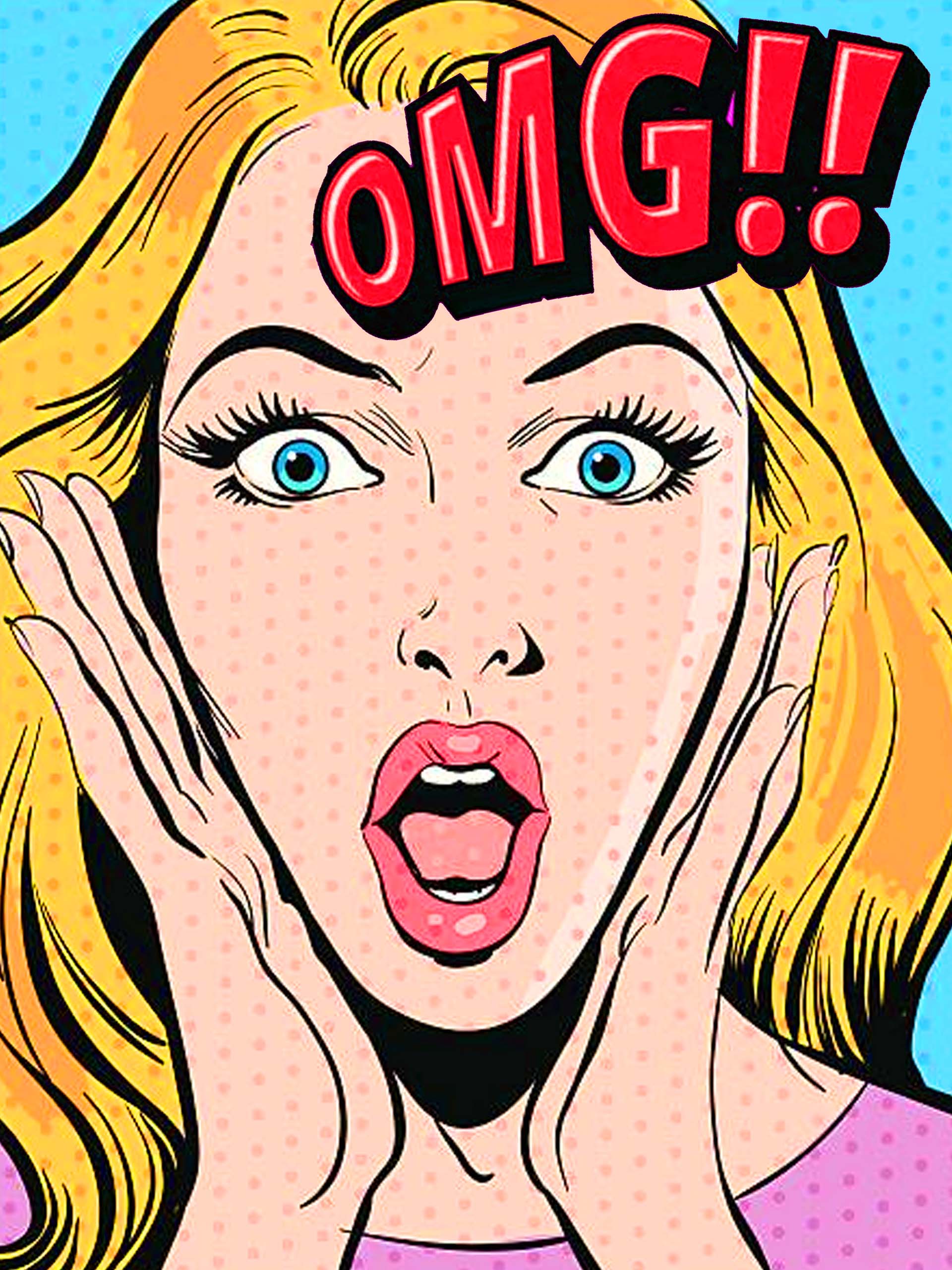 pop art poszter lány kiabál OMG
