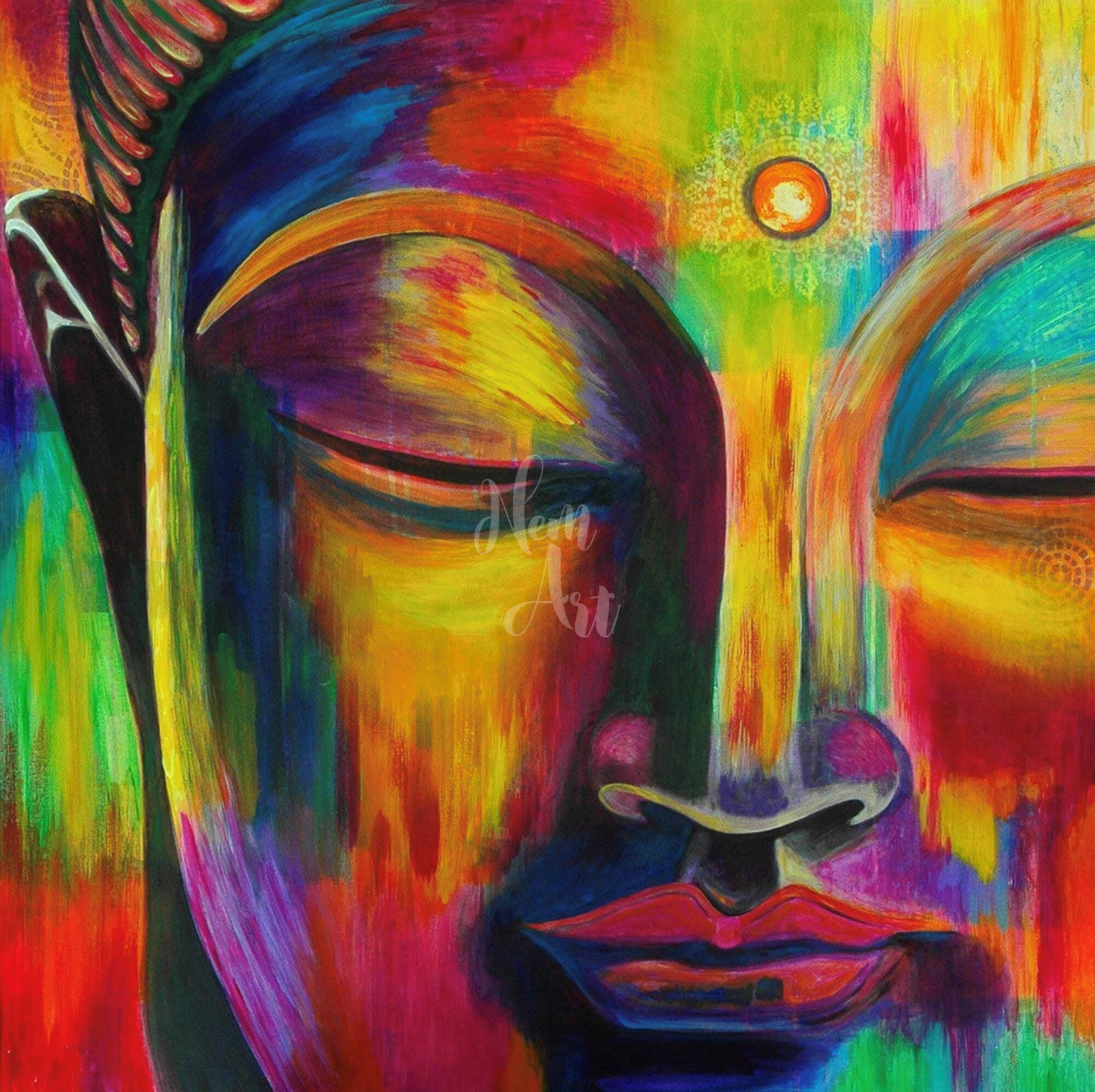 színes buddha portré