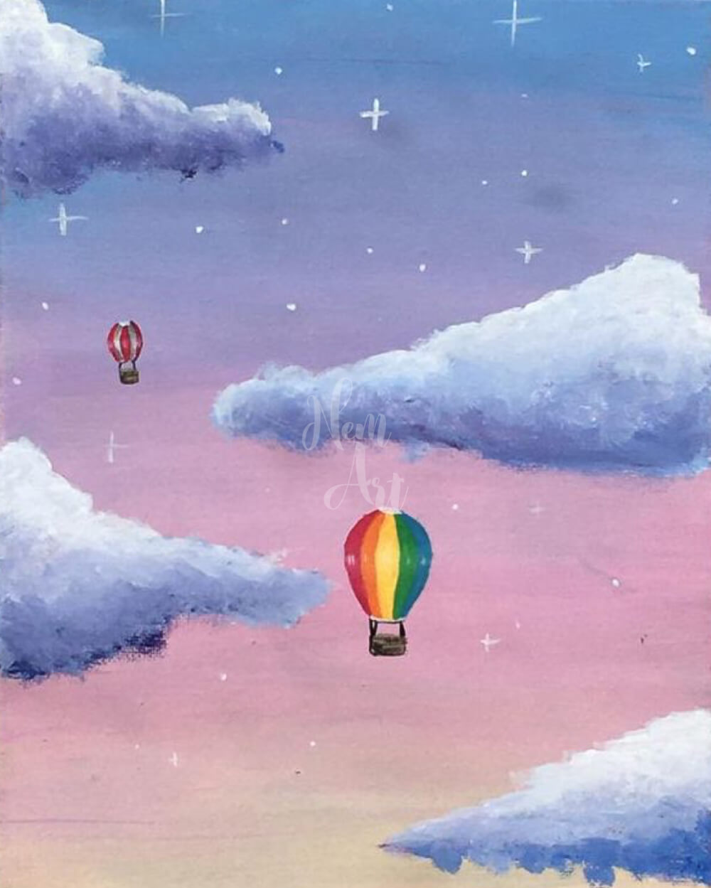 hőlégballon a felhők között