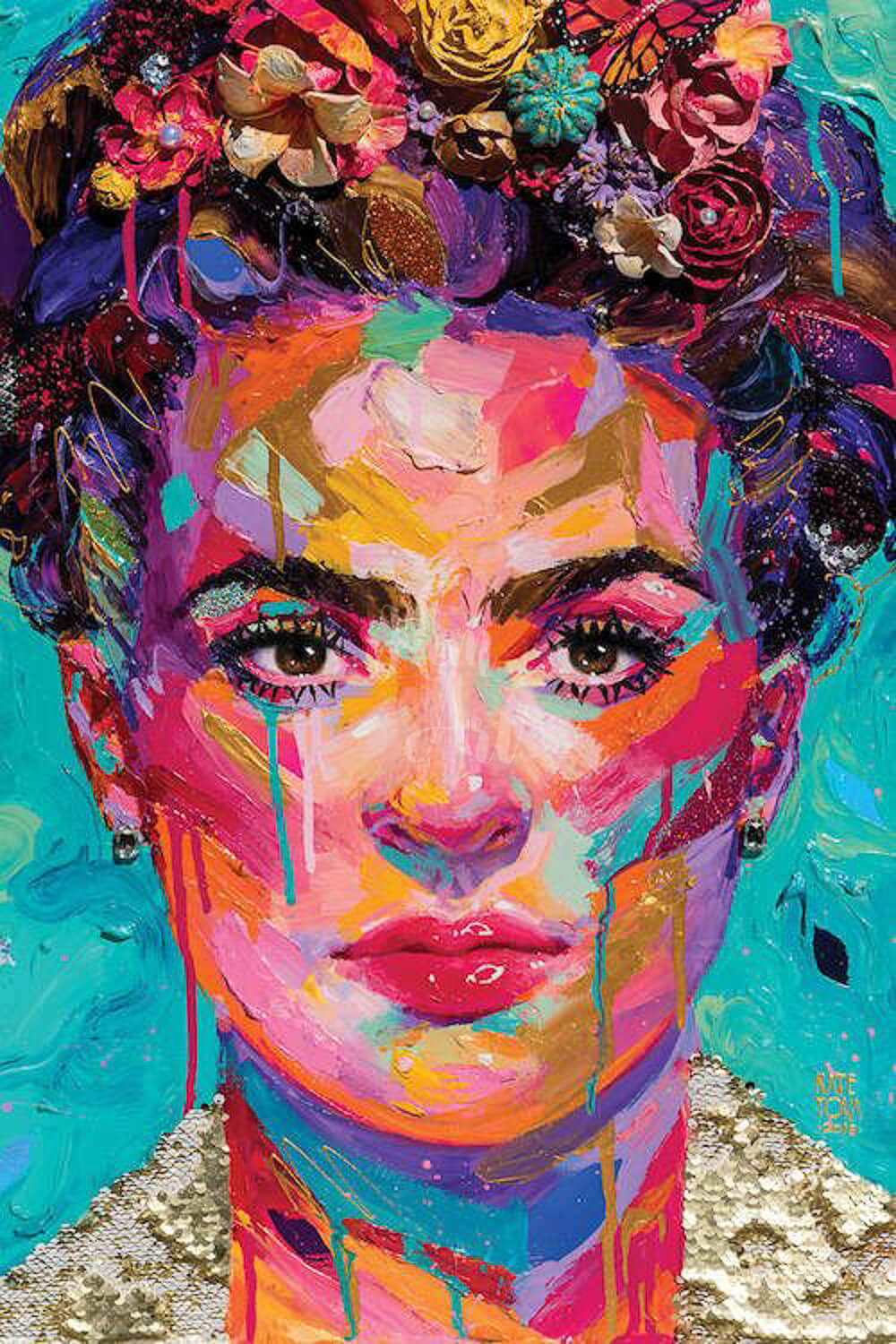 a kép tartalma: Frida Khalo színes portré
