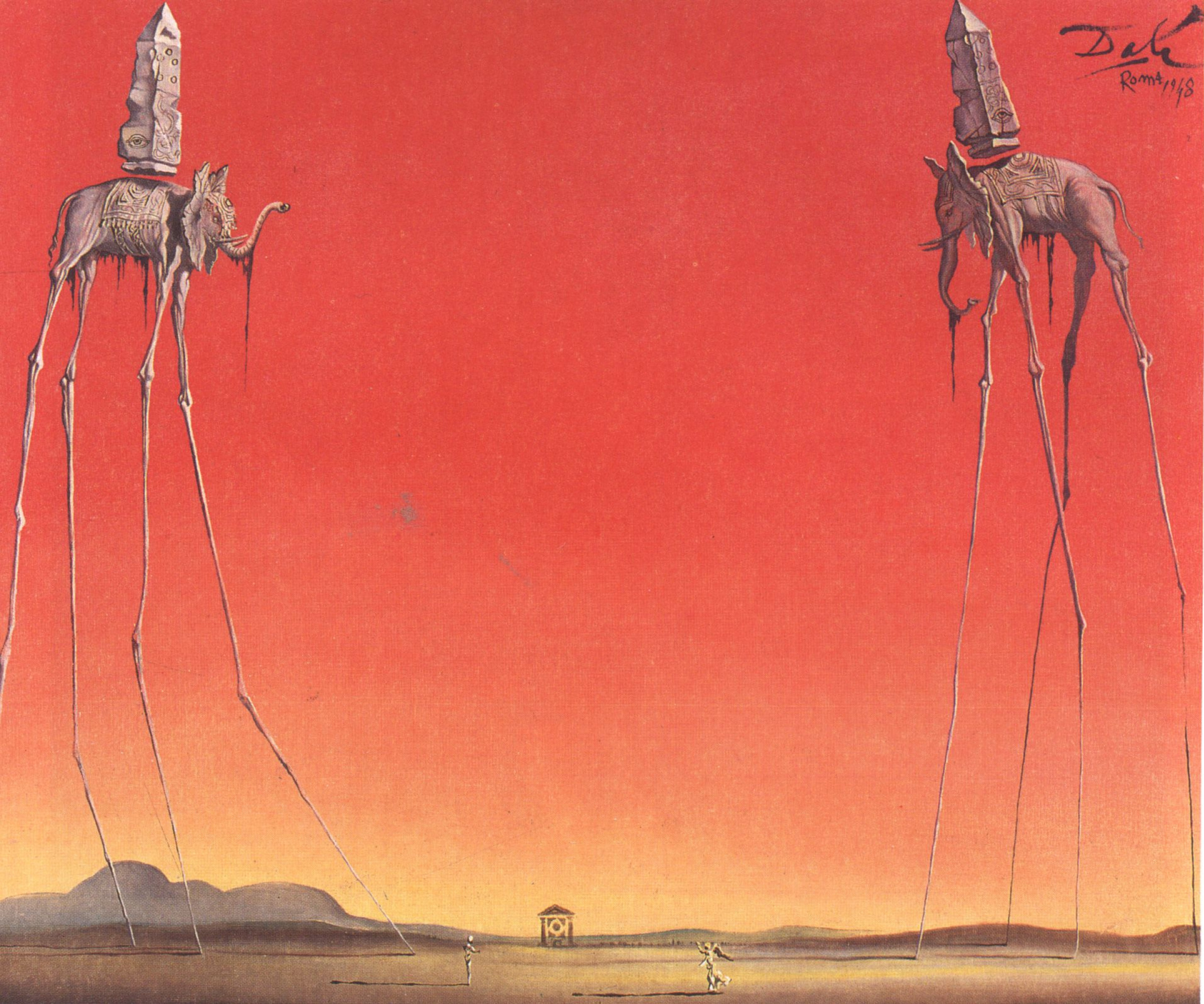 a kép tartalma: dalí, elefántok